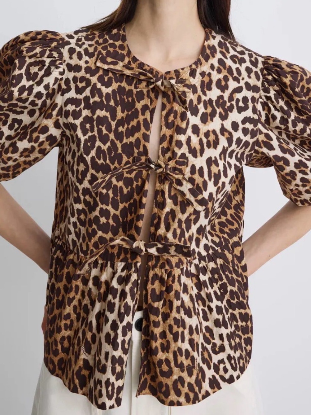 ASOS Leopard Print Tie-Front Blouse